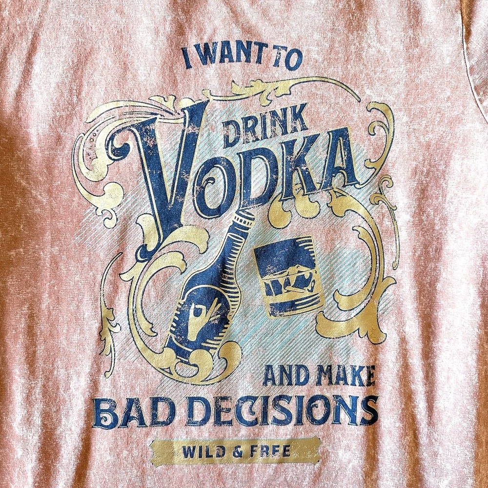 Cleo + Wolf S‎ Small Vodka Bad Decisions Mini Knee T-shirt Dress Terracotta - Picture 4 of 10
